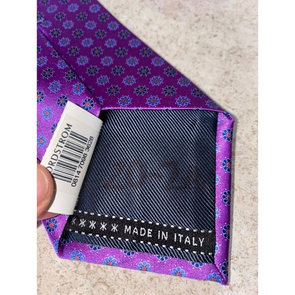 Ermenegildo Zegna Purple Patterned Silk Mens Tie 60" Made In Italy - Picture 5 of 13